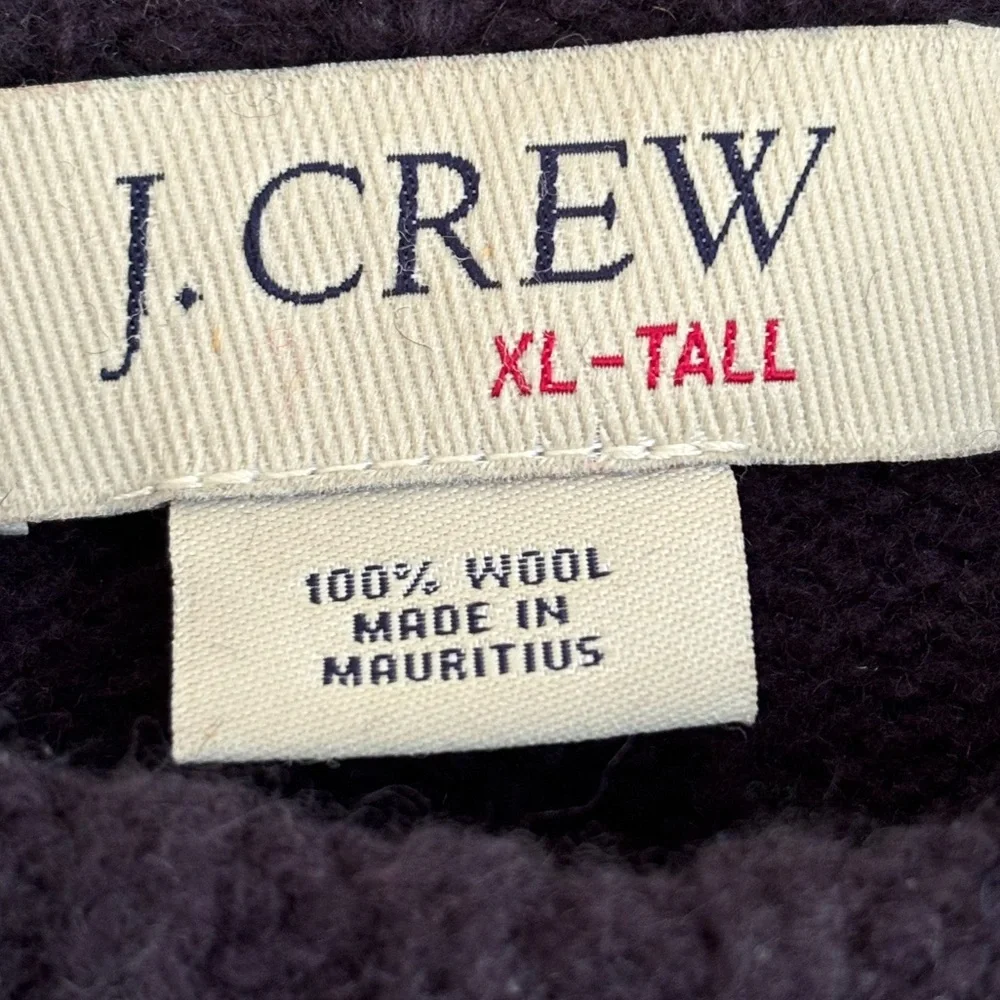 J. Crew Vintage 100% Wool Dark Navy Blue Crewneck Sweater Size XL Tall